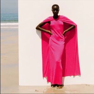 Zara limited edition pink cape dress